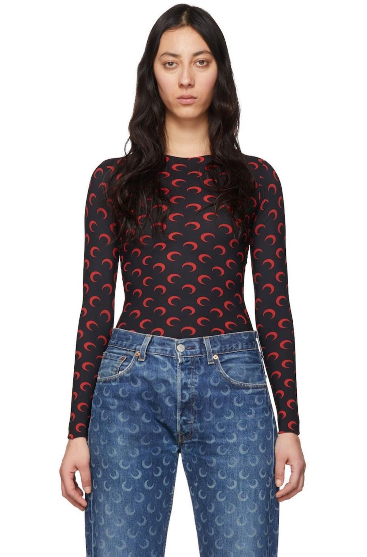 Marine Serre SSENSE Exclusive Black & Red Moon Allover Long