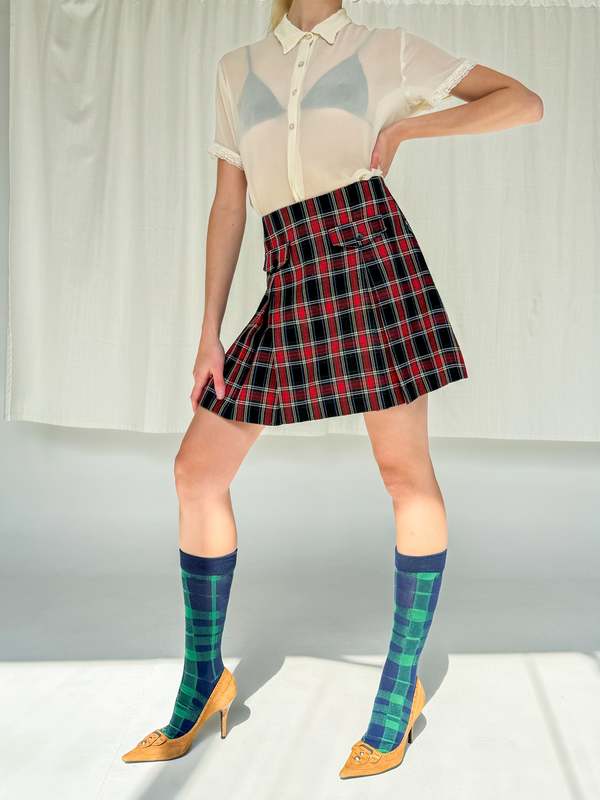 Pleated Mini Skirt Plaid Garmentory