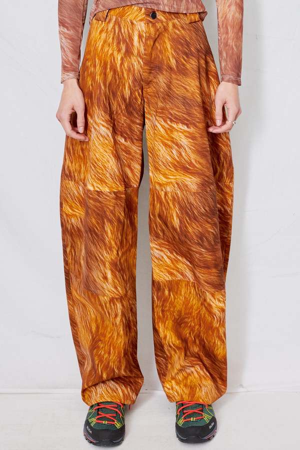 Collina Strada Fur Denim Stomp Pant - Brown