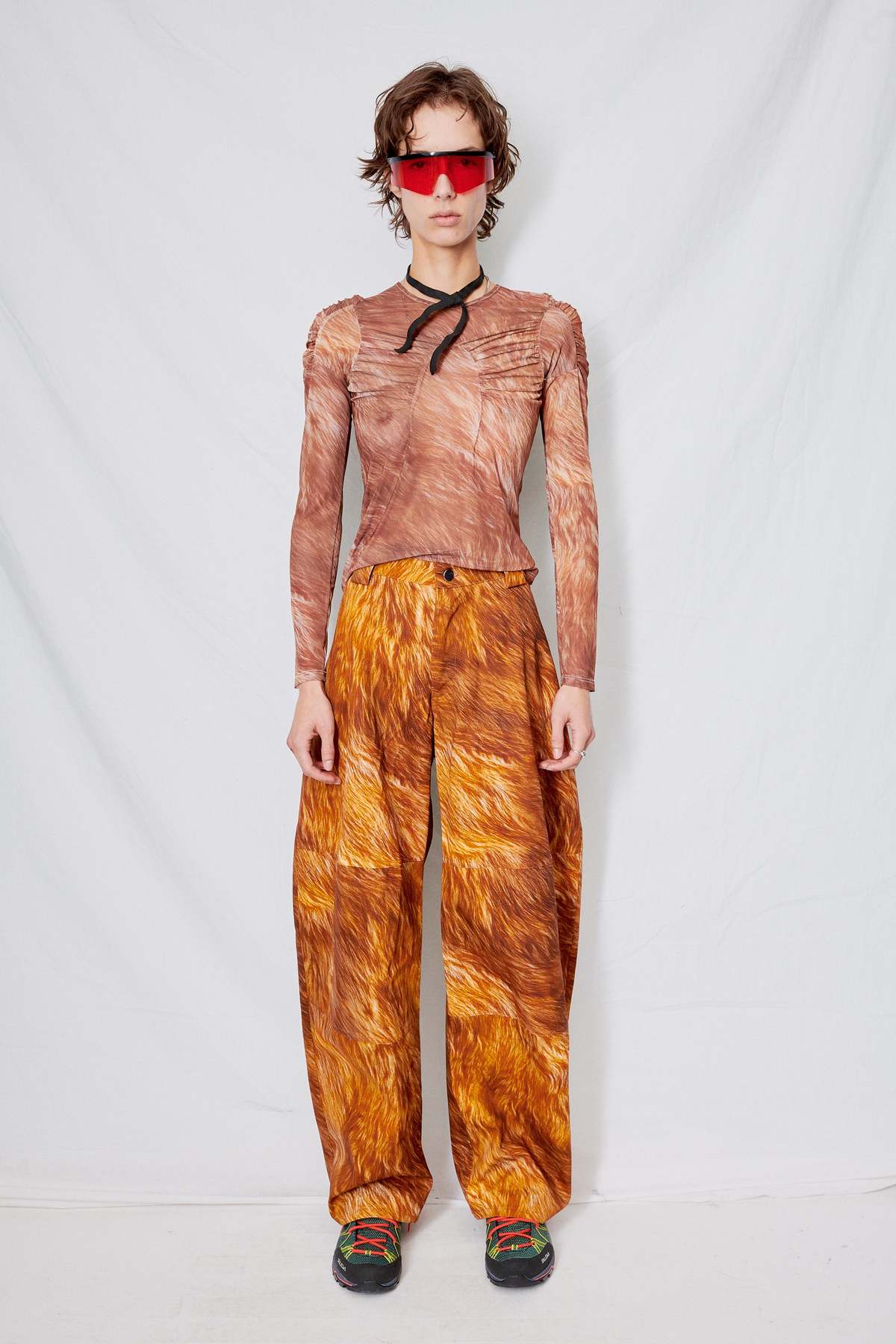 Collina Strada Fur Denim Stomp Pant - Brown - Image 2 of 5