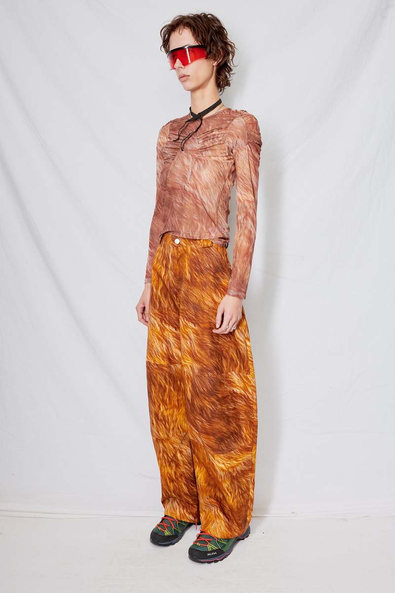 Collina Strada Fur Denim Stomp Pant - Brown