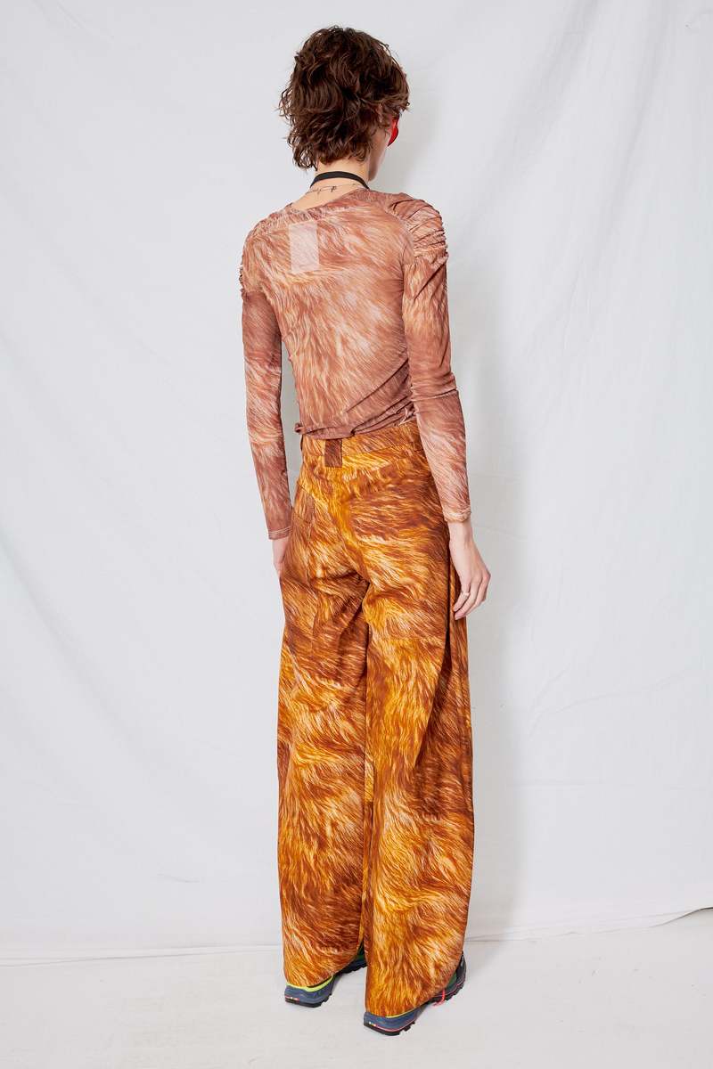 Collina Strada Fur Denim Stomp Pant - Brown