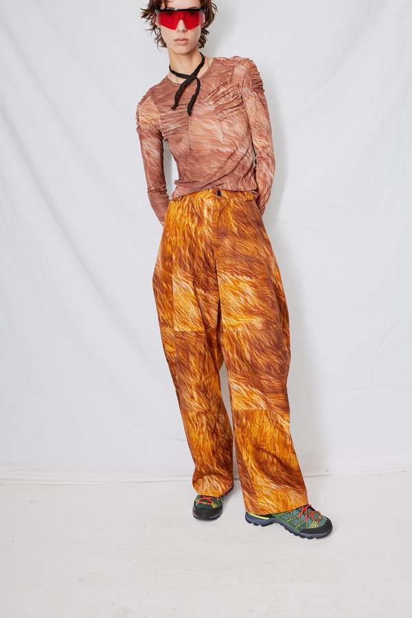 Collina Strada Fur Denim Stomp Pant - Brown