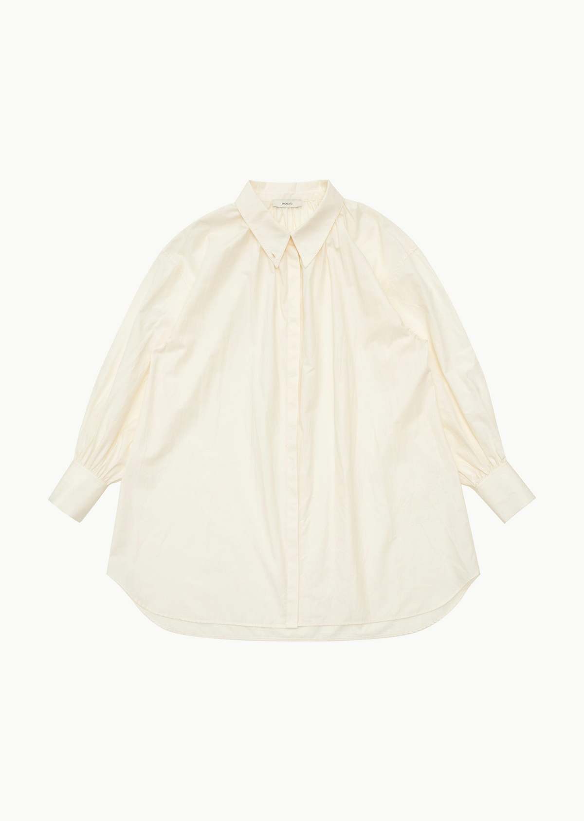 AMOMENTO High Neck Shirring Shirt - Ecru | Garmentory