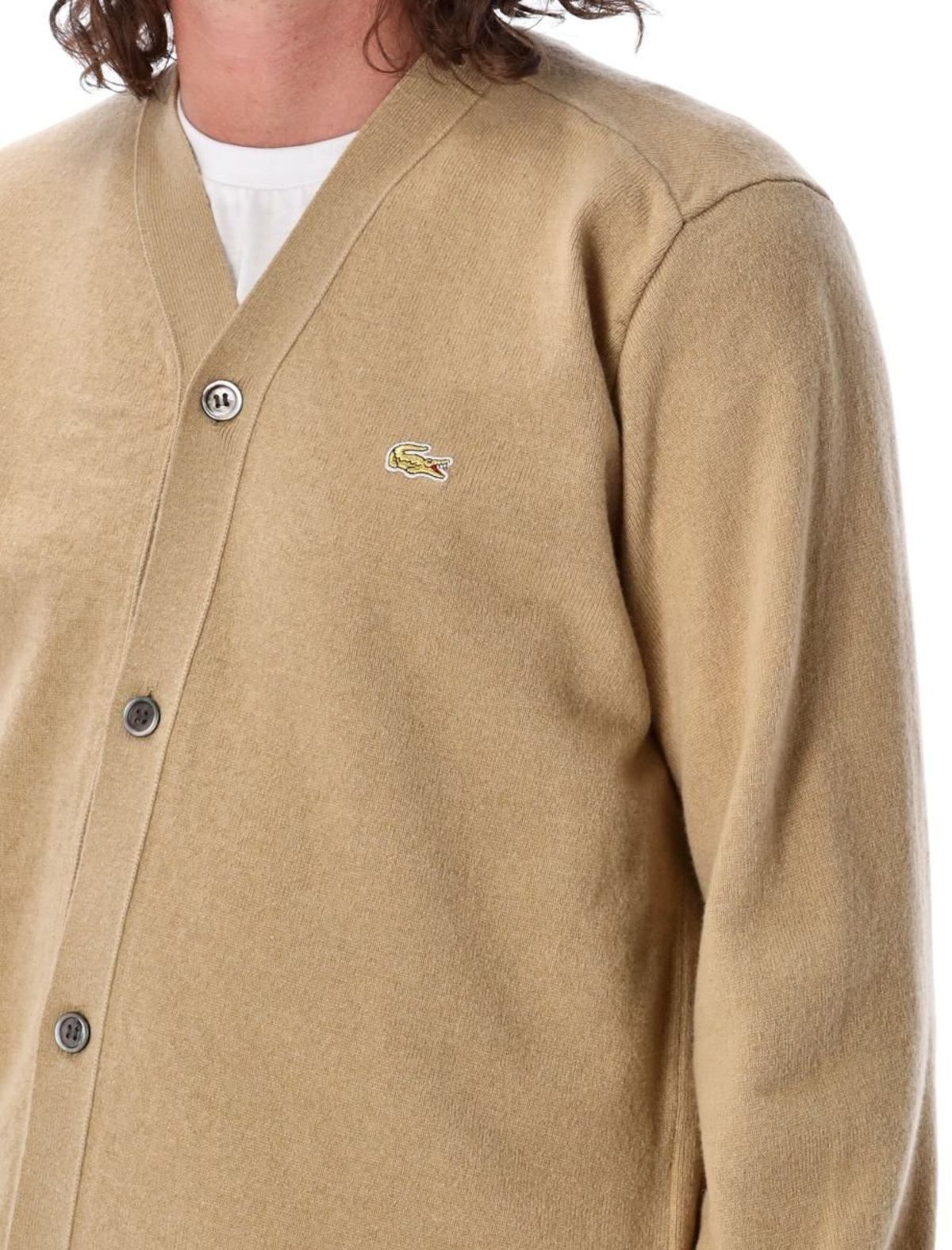 Comme des Garçons Asymmetric cardigan Lacoste - CAMEL | Garmentory