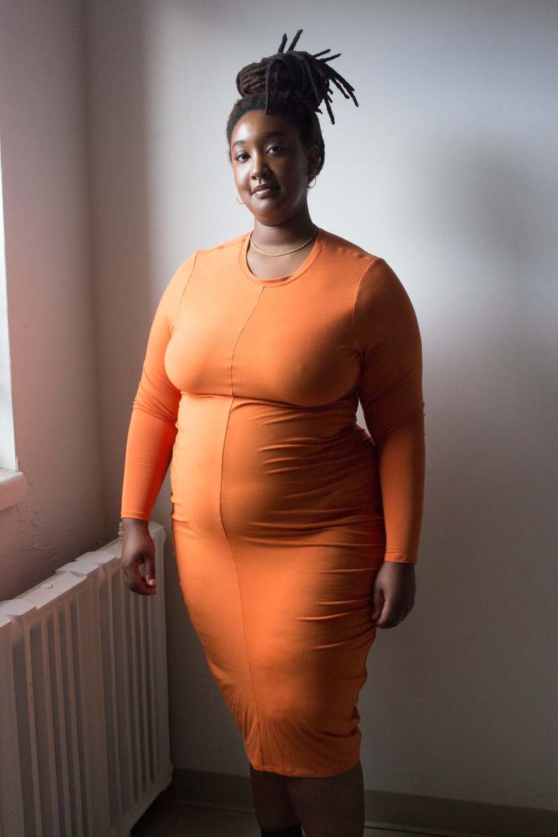 orange ruched dress long sleeve Hilary MacMillan Mesh Ruched Long Sleeve Dress - Orange