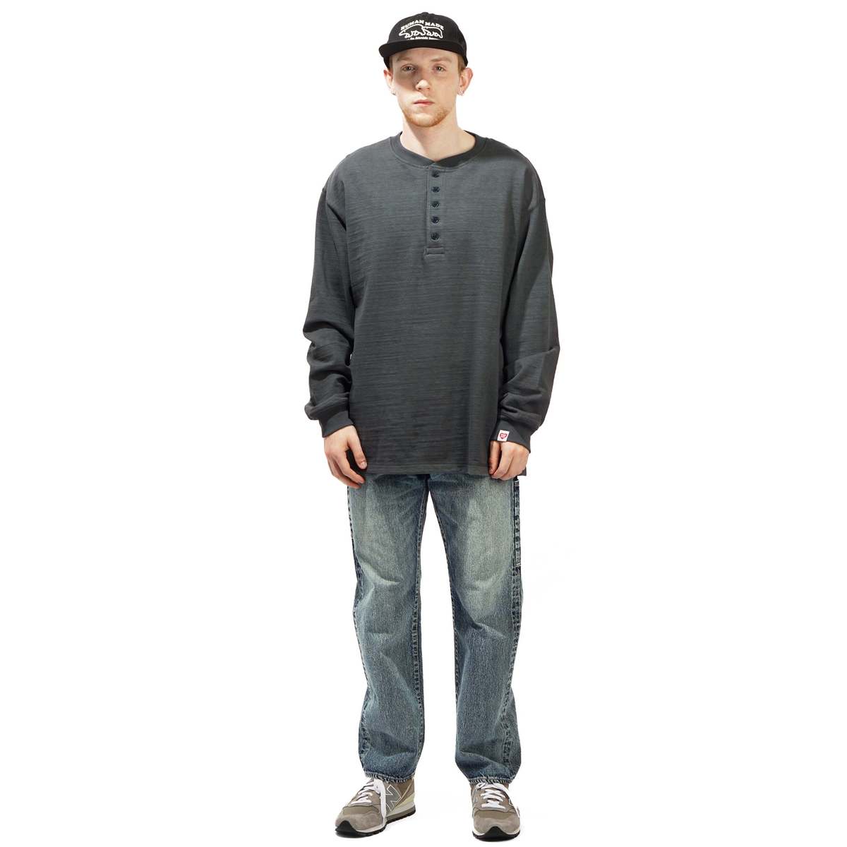 トップス HUMAN MADE HENLEY NECK L/S T-SHIRT OVERSIZED-HENLEY-NECK-L-S-T-