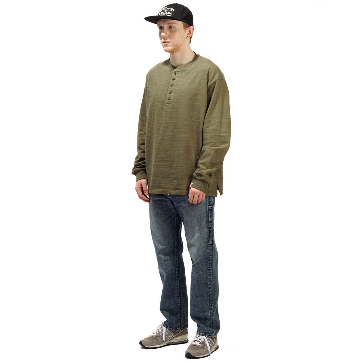 Human Made OVERSIZED HENLEY NECK L/S T-SHIER - OLIVE | Garmentory