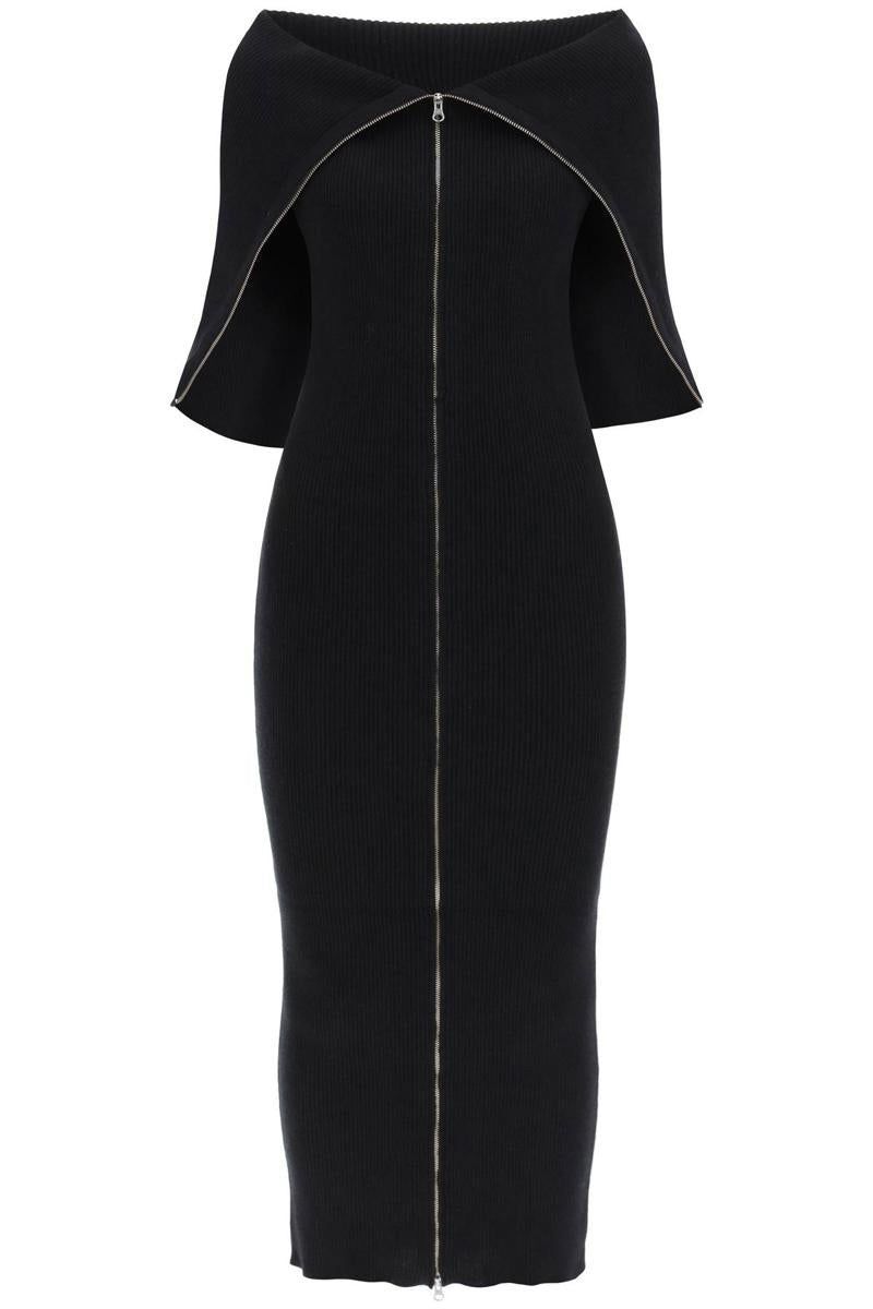 MM6 Maison Margiela zippered rib knit midi dress - Black