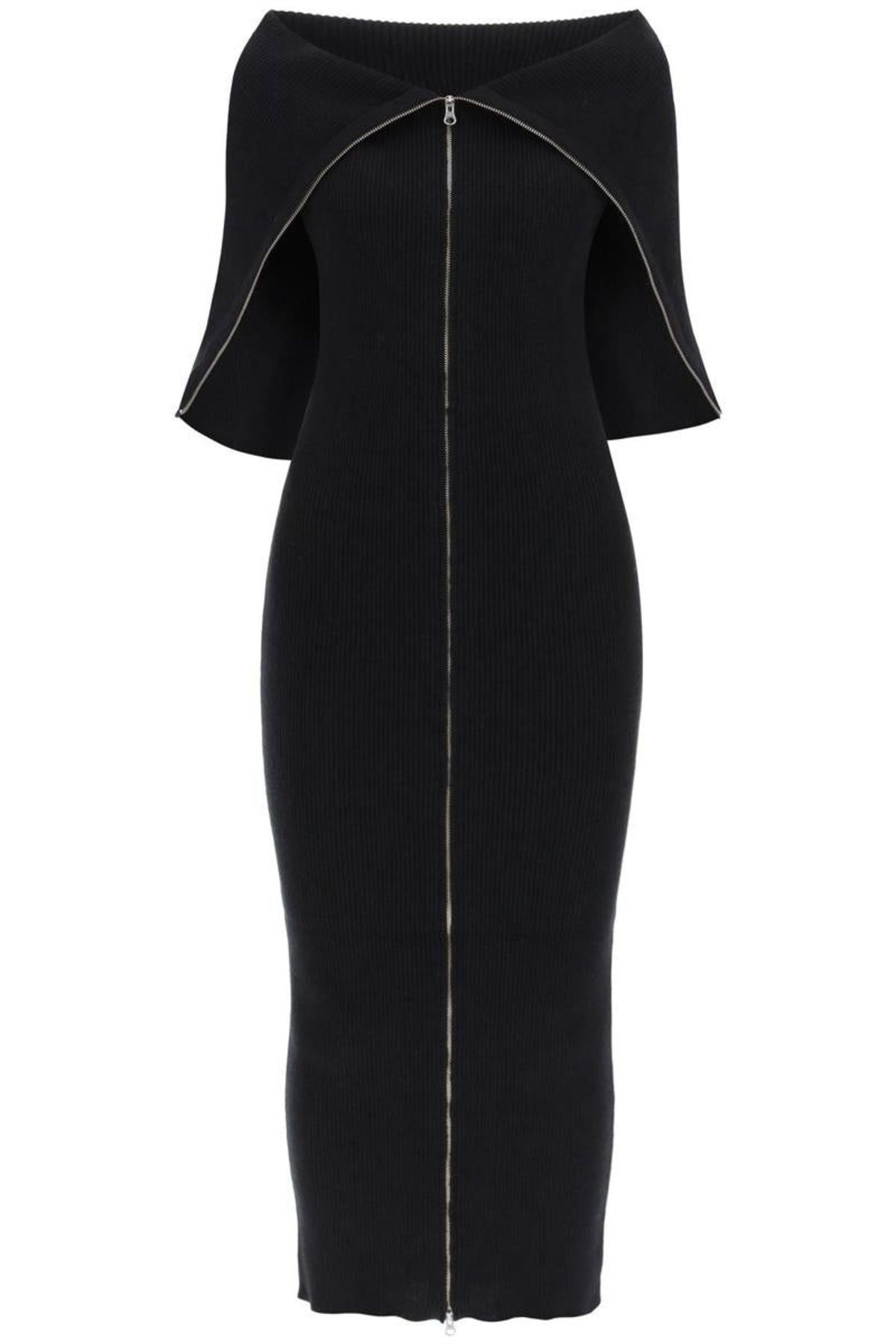 MM6 Maison Margiela zippered rib knit midi dress - Black