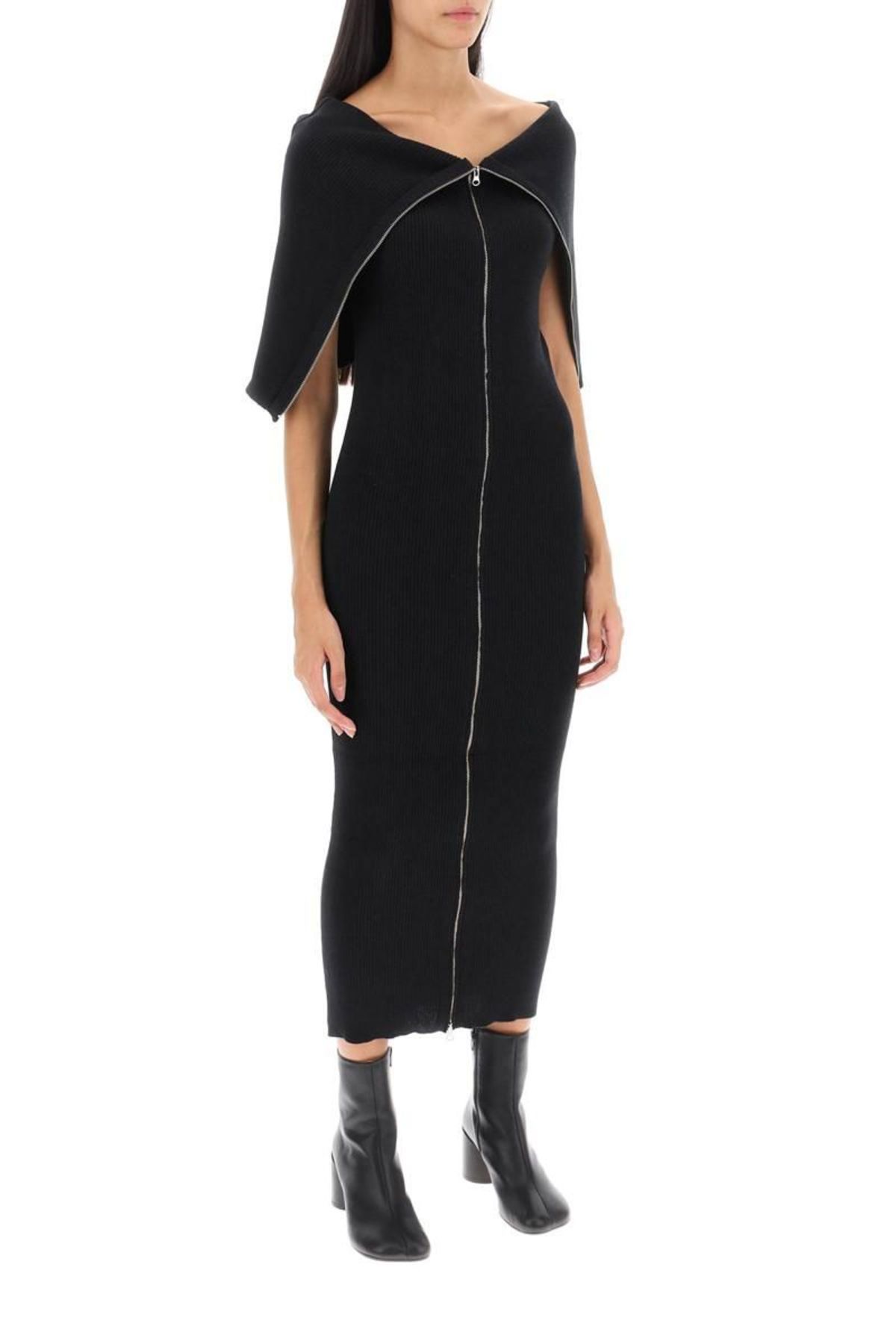 MM6 Maison Margiela zippered rib knit midi dress - Black