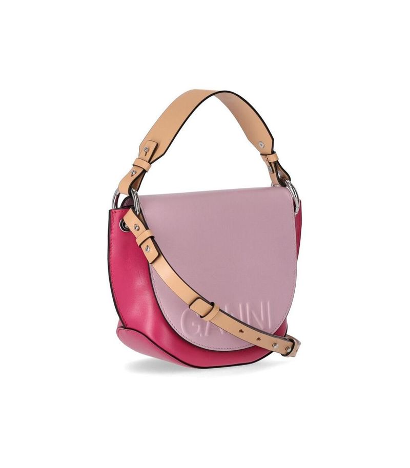 Ganni COLORBLOCK BANNER SADDLE CROSSBODY BAG - PINK | Garmentory