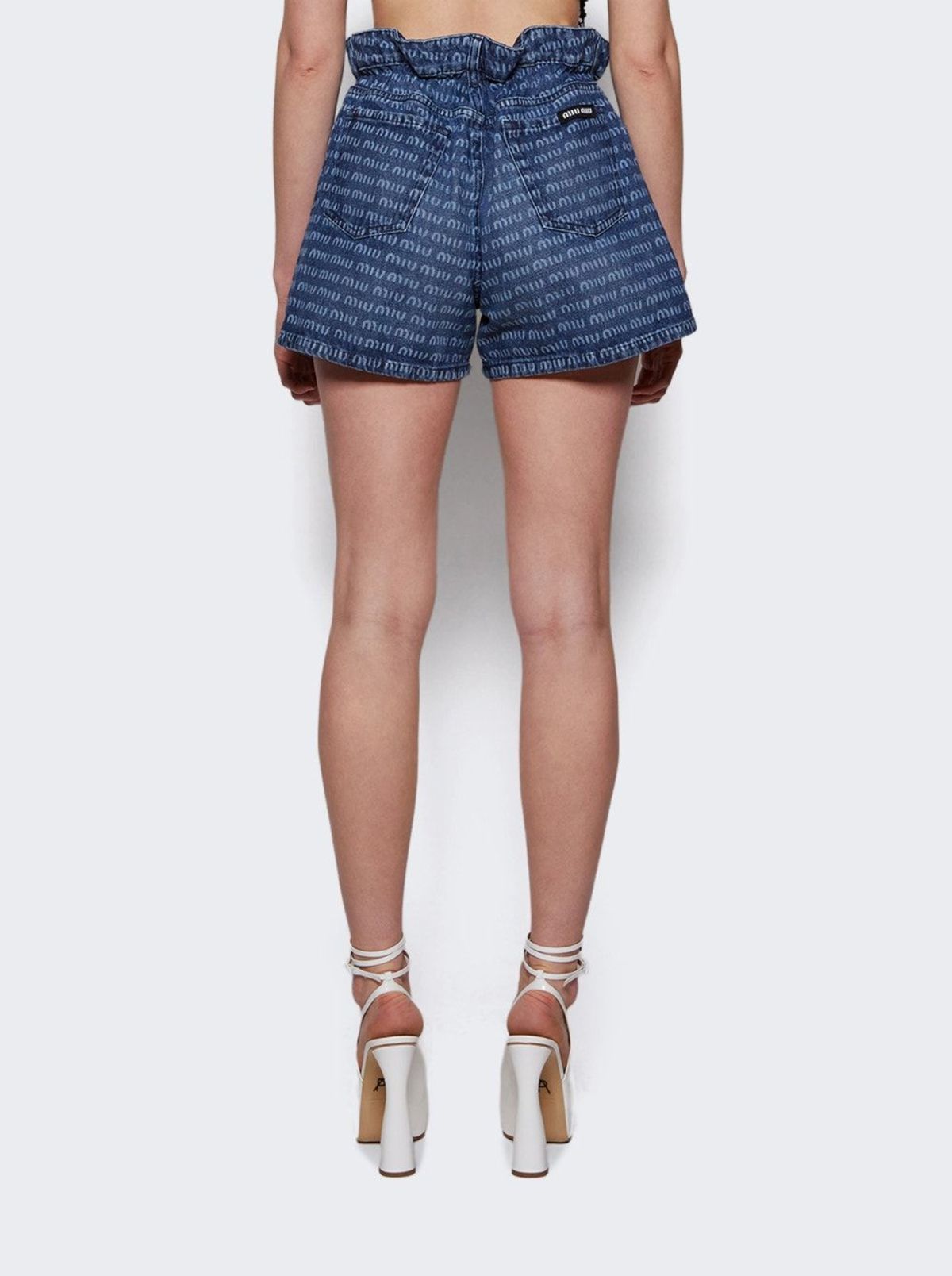 MIU MIU Denim Logo Short - Blue | Garmentory