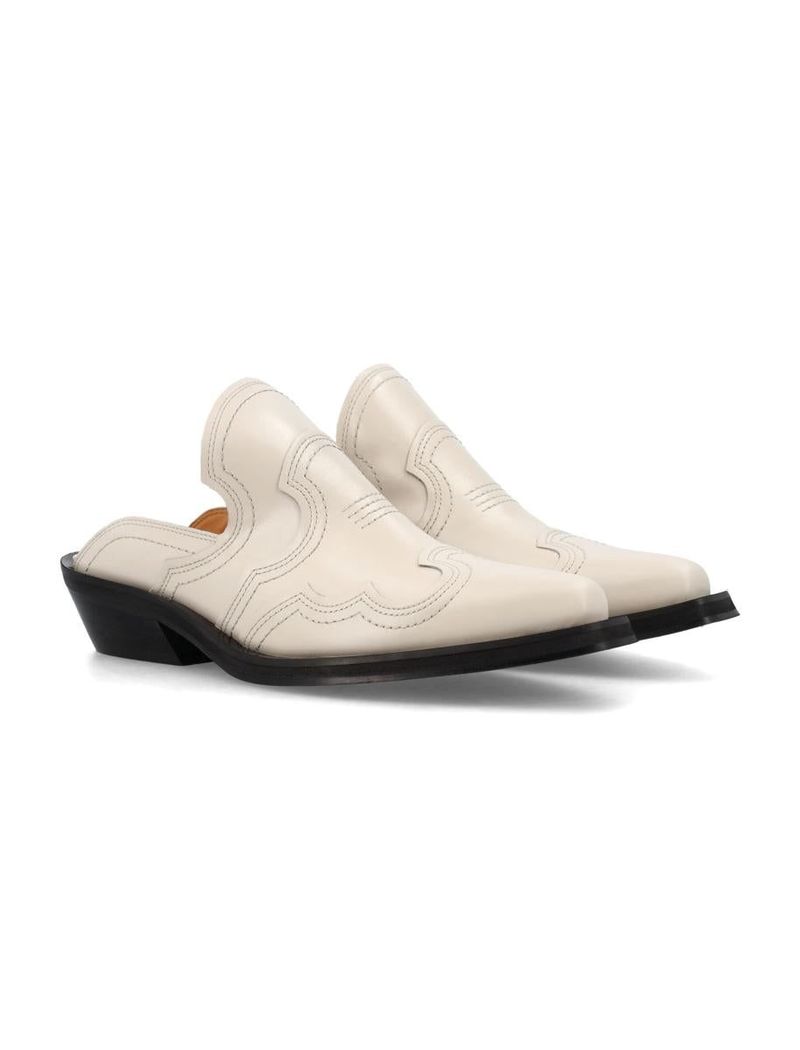 【関税＆送料込み】Ganni Brown Oleatex Mules With Laces Tawny Port Brown Lace-Up Oleatex Mules | GANNI US