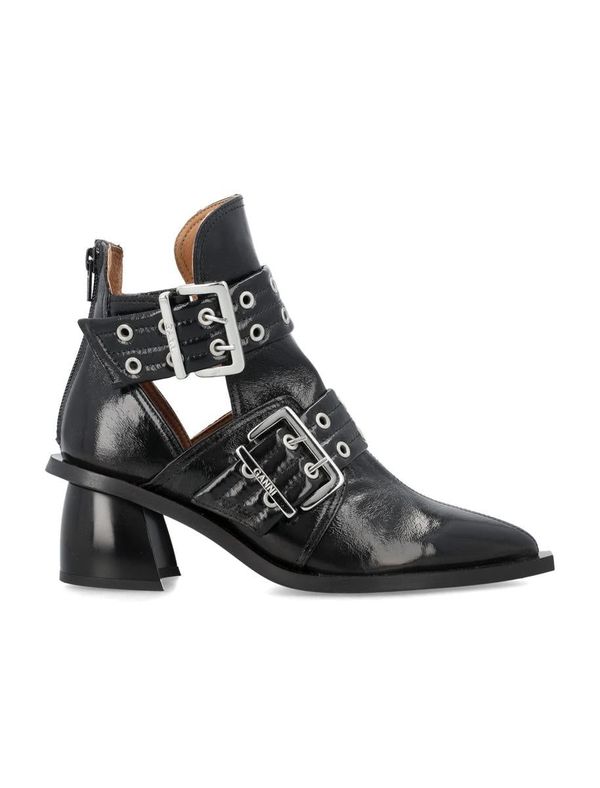 GANNI Chunky buckle open cut boots | Garmentory
