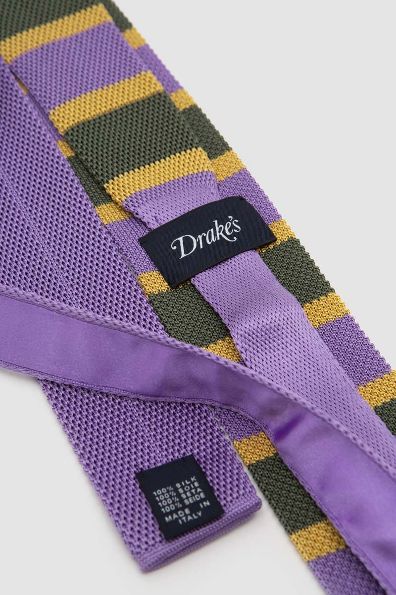 DRAKE'S Stripe Silk Knitted Tie