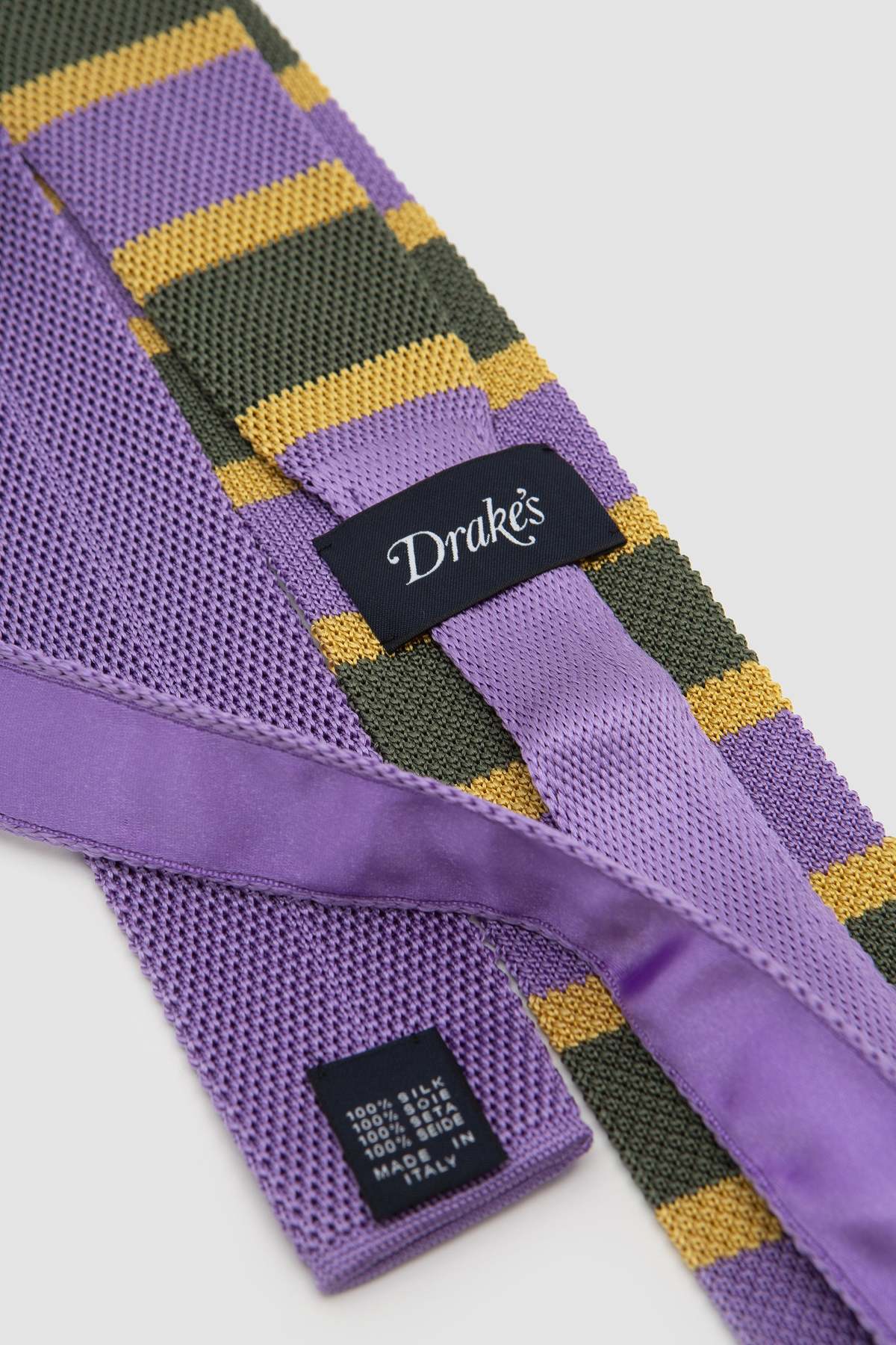 DRAKE'S Stripe Silk Knitted Tie - Image 4 of 5