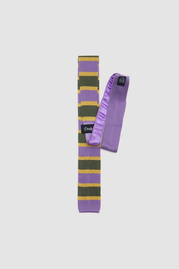 DRAKE'S Stripe Silk Knitted Tie