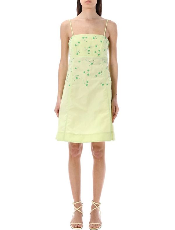 GANNI Nylon mini dress with beads embroideries | Garmentory