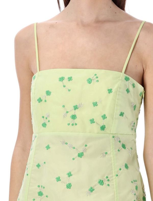 GANNI Nylon mini dress with beads embroideries | Garmentory
