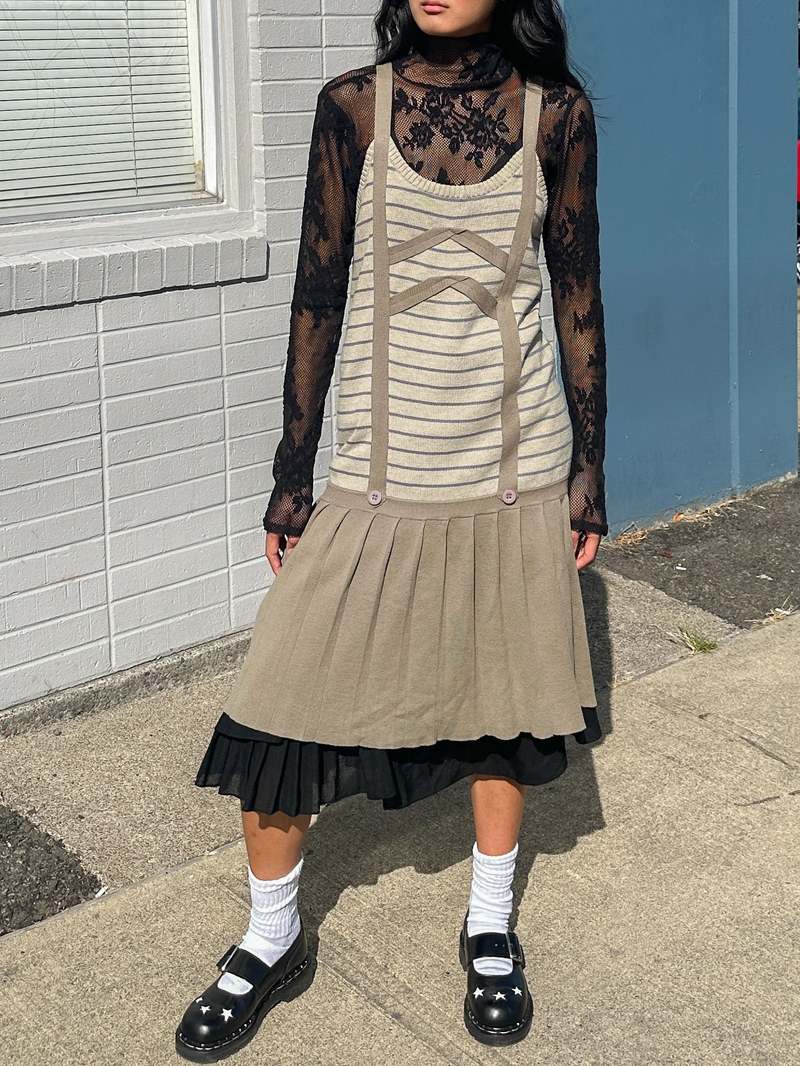 Marc Jacobs Striped Drop Waist Knit Dress - Taupe | Garmentory Marc Jacobs Striped Drop Waist Knit Dress - Taupe | Garmentory