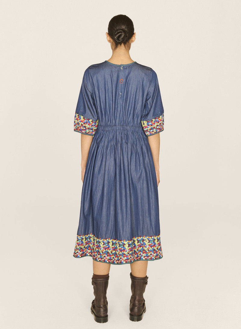 ymc denim dress YMC Garden Embroidered Denim Dress - Indigo