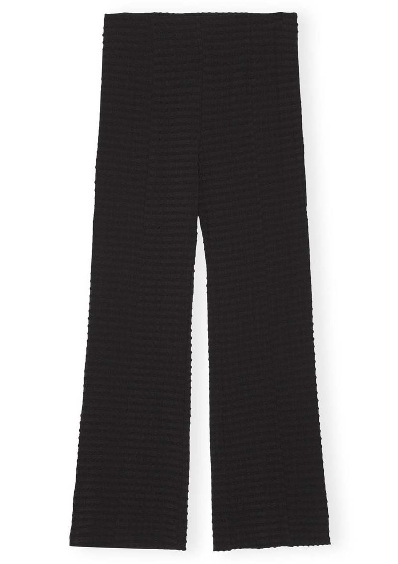 Ganni Stretch Seersucker Cropped Pants - Black | Garmentory