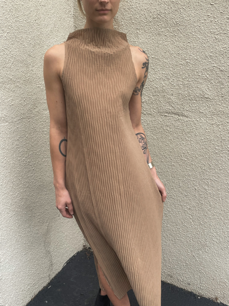 Nin Studio Wave Tank Dress - Beige Acetate | Garmentory