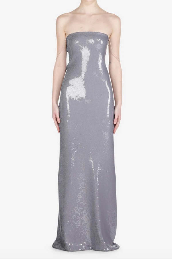 No.21 Strapless Maxi Dress - Grey Sequin | Garmentory