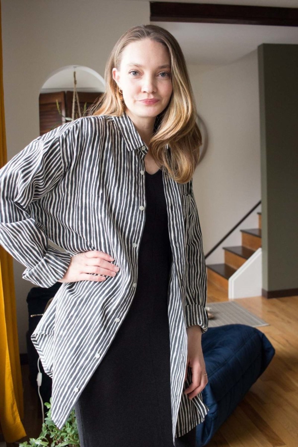 Kate Rappe Design Kate Austin Designs Claude Shirt - Black/White Stripe | Garmentory