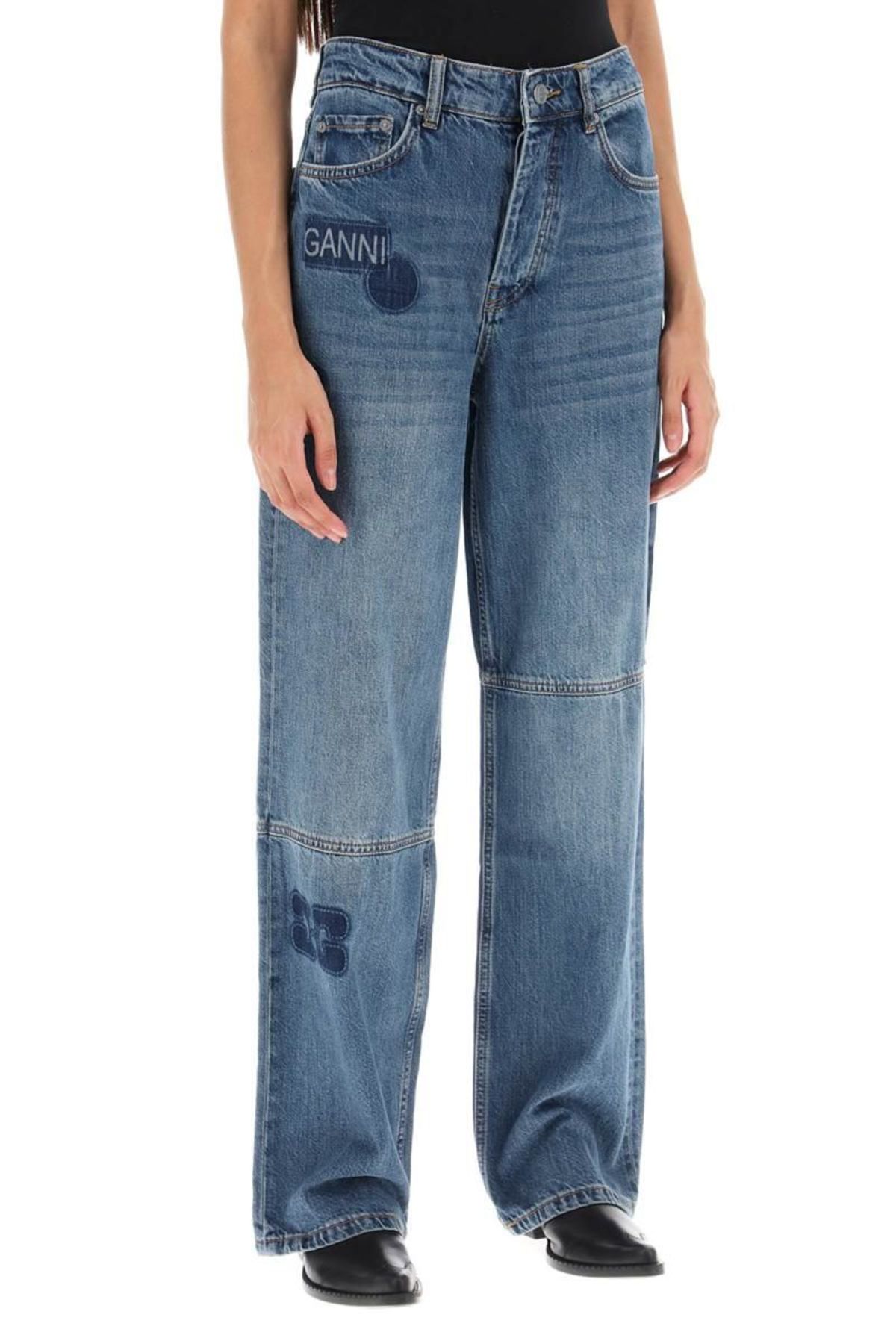Ganni izey wide leg Jeans - BLUE | Garmentory