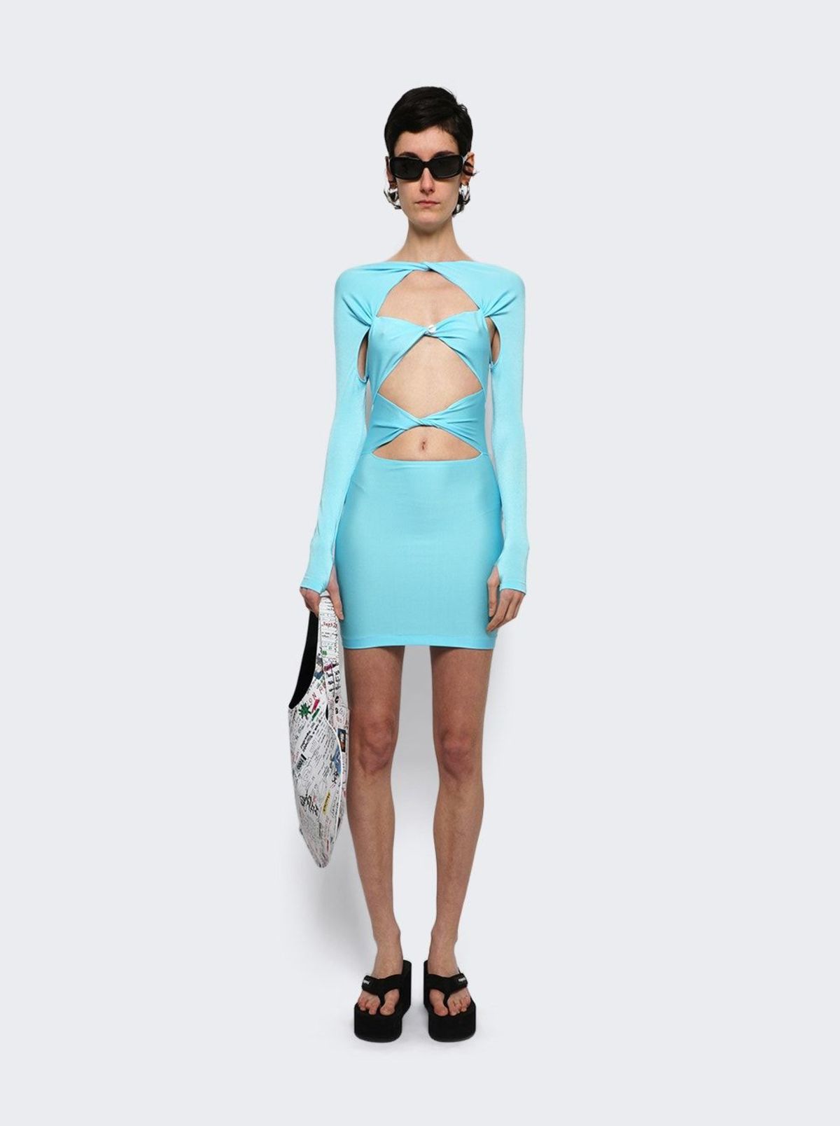 Coperni Cut Out Jersey Dress - Turquoise Blue | Garmentory