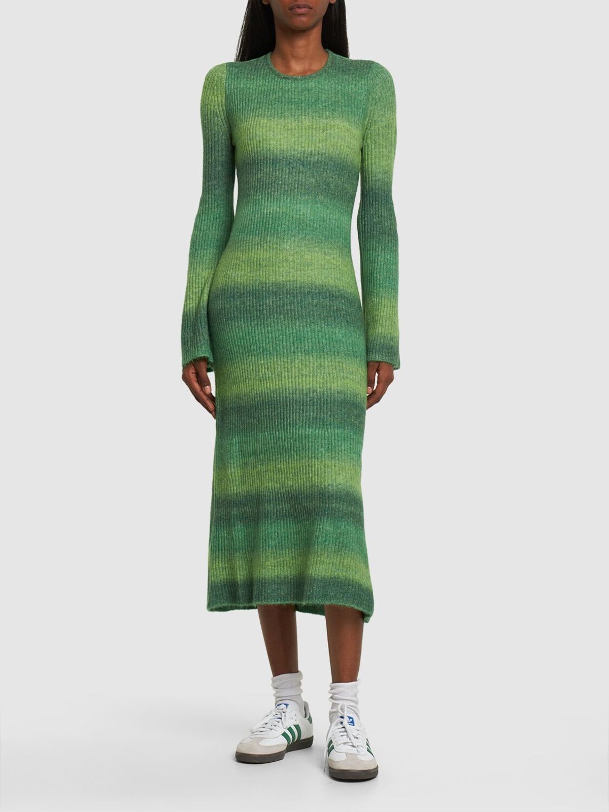 Simon Miller Axon Striped Knit Midi Dress - Green | Garmentory