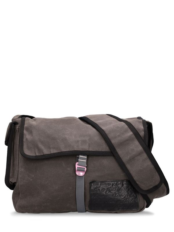 Acne Studios Andemer Waxed Canvas Messenger Bag Grey/Black on Garmentory