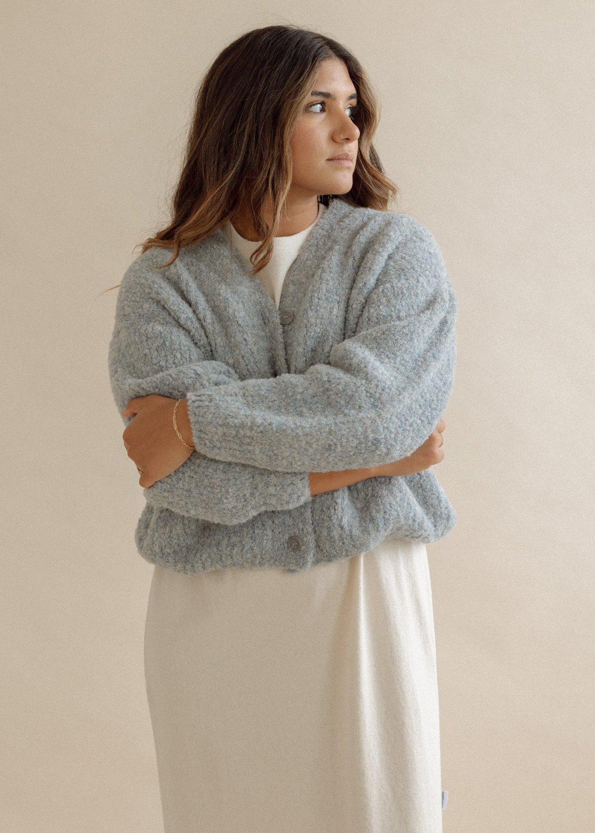 Micaela Greg Twist Cardigan - Steel Blue - Image 2 of 4