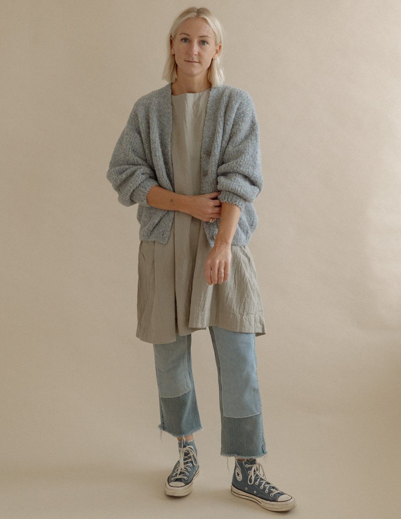 Micaela Greg Twist Cardigan - Steel Blue