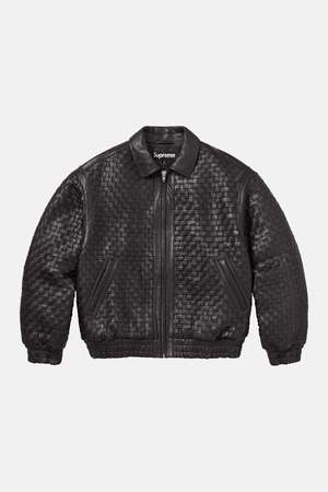 Supreme Woven Leather Varsity Jacket - Black | Garmentory