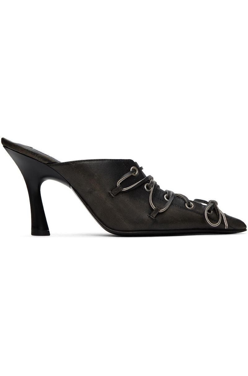 Acne Studios Black Lace-Up Mules | Garmentory