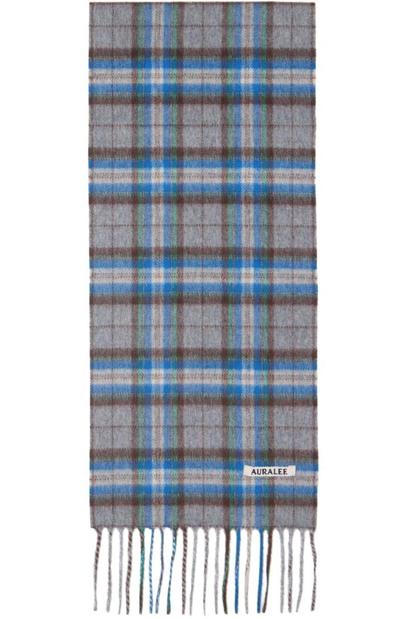 AURALEE CASHMERE CHECK NARROW STORE マフラー CASHMERE CHECK NARROW STOLE (A21AM01CS) | AURALEE