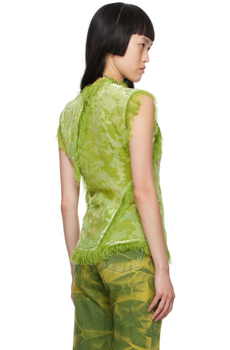 Acne Studios Green Fringed Tank Top | Garmentory
