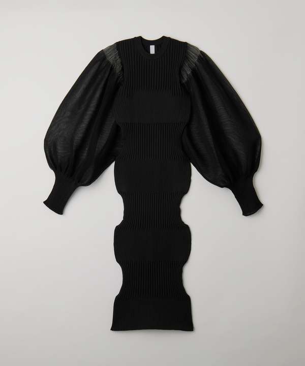 CFCL FLUTED LUCENT SHORT PUFF SLEEVE TOP