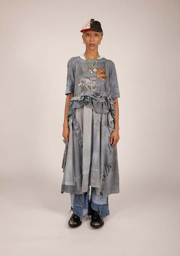 grey graphic t shirt dress T-Shirt Streaky Grey Mini Dress main image 1