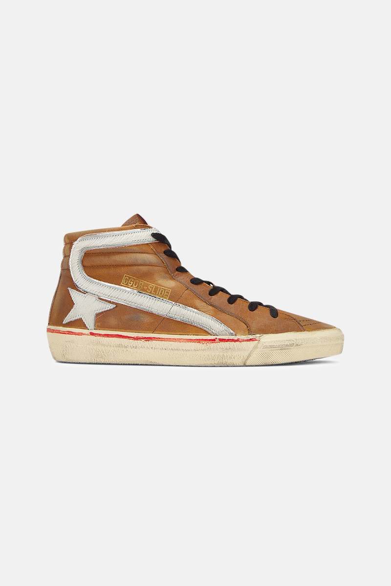 スニーカー Golden  Embellished suede Slide Classic sneakers GOLDEN GOOSE Slide distressed suede and metallic-trimmed