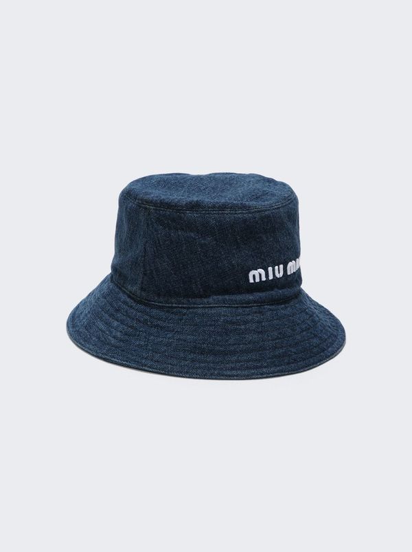 MIU MIU Washed Denim Bucket Hat - Blue | Garmentory