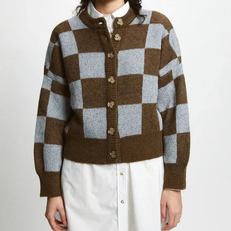 sheller シェリエ　check tweed cardigan check tweed cardigan – shéller / シェリエ