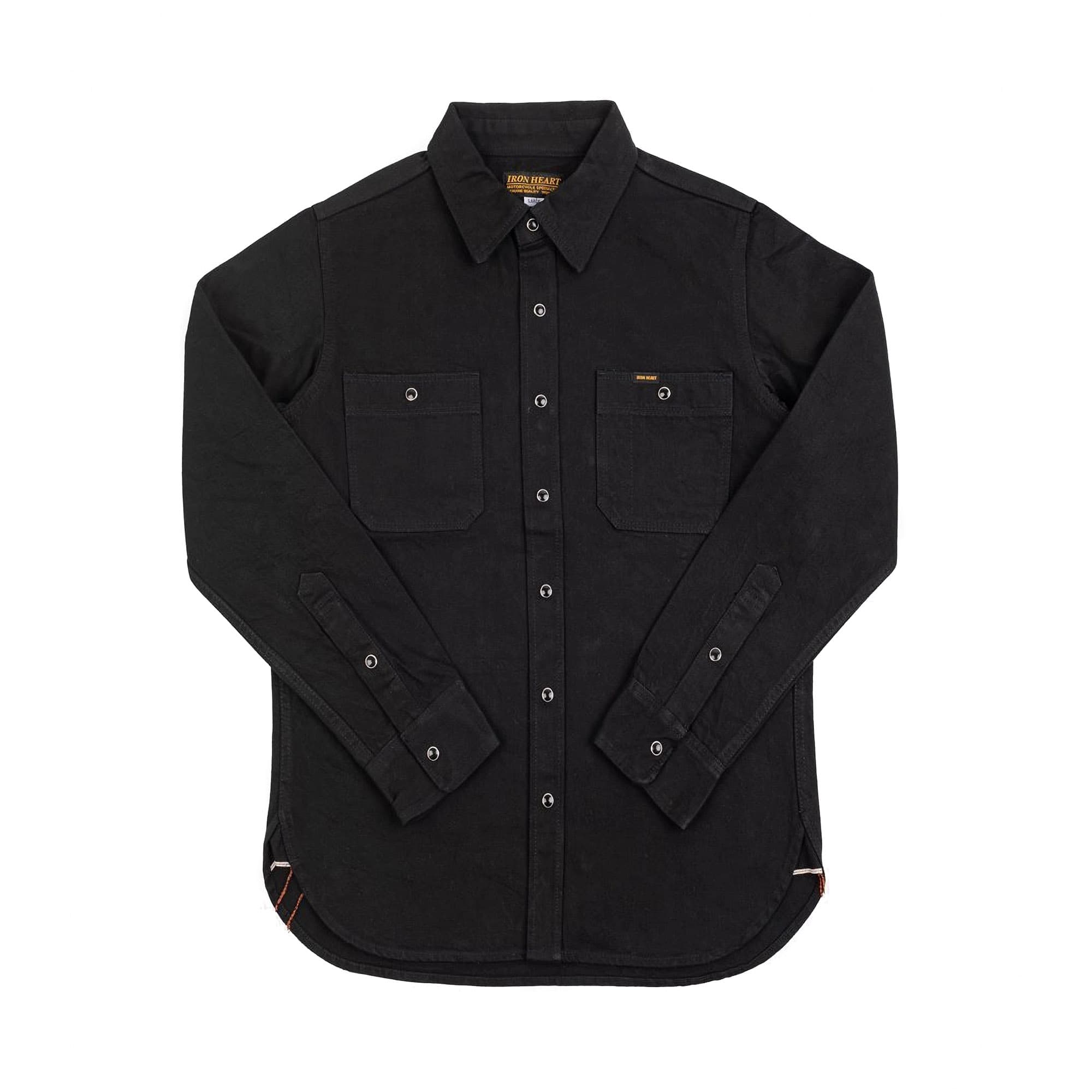 Iron Heart 12oz Selvedge Denim Work Shirt With Snaps Black - Main Image
