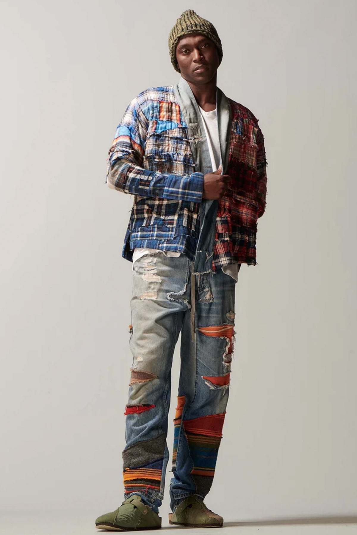 greg lauren Plaid Gradiant Gl1 Overshirt - Multi | Garmentory