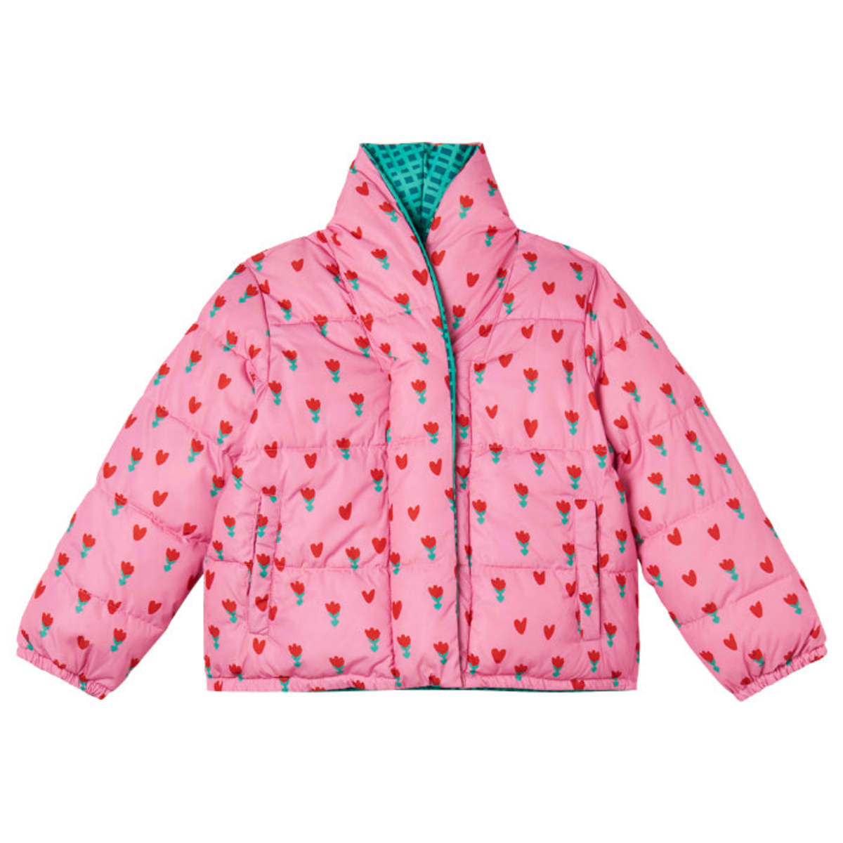 Kids STELLA MCCARTNEY Child Reversible Puffer Jacket - Pink Hearts