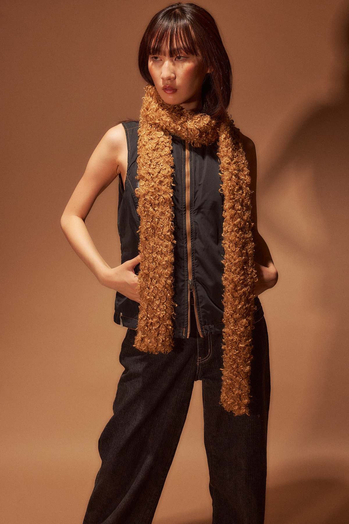 Clyde Boa Scarf - Camel Curl | Garmentory