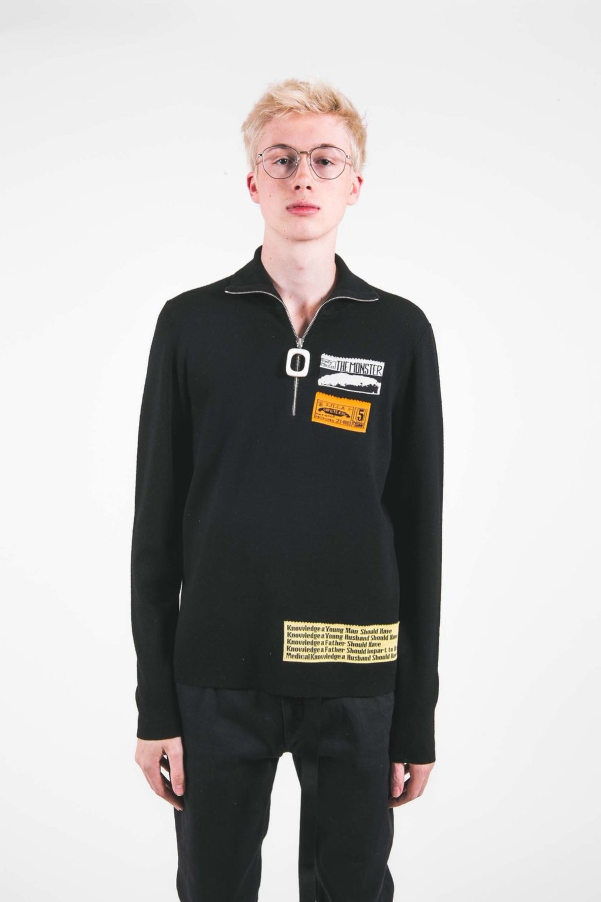 J.W. Anderson Bubblegum Patches Zip Sweater - Black | Garmentory